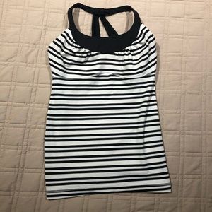 Black and white striped lululemon tank